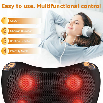 4 nodi Shiatsu massaggiatore a cuscino riscaldato 110V spegnimento automatico nero